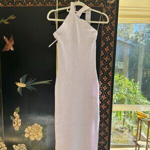 NWT Wilfred by Aritzia cream ribbed halter top tie dress size M